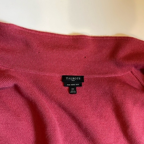 Talbots 2X pure Marino wool button-up cardigan sweater woman’s pink - Picture 10 of 11